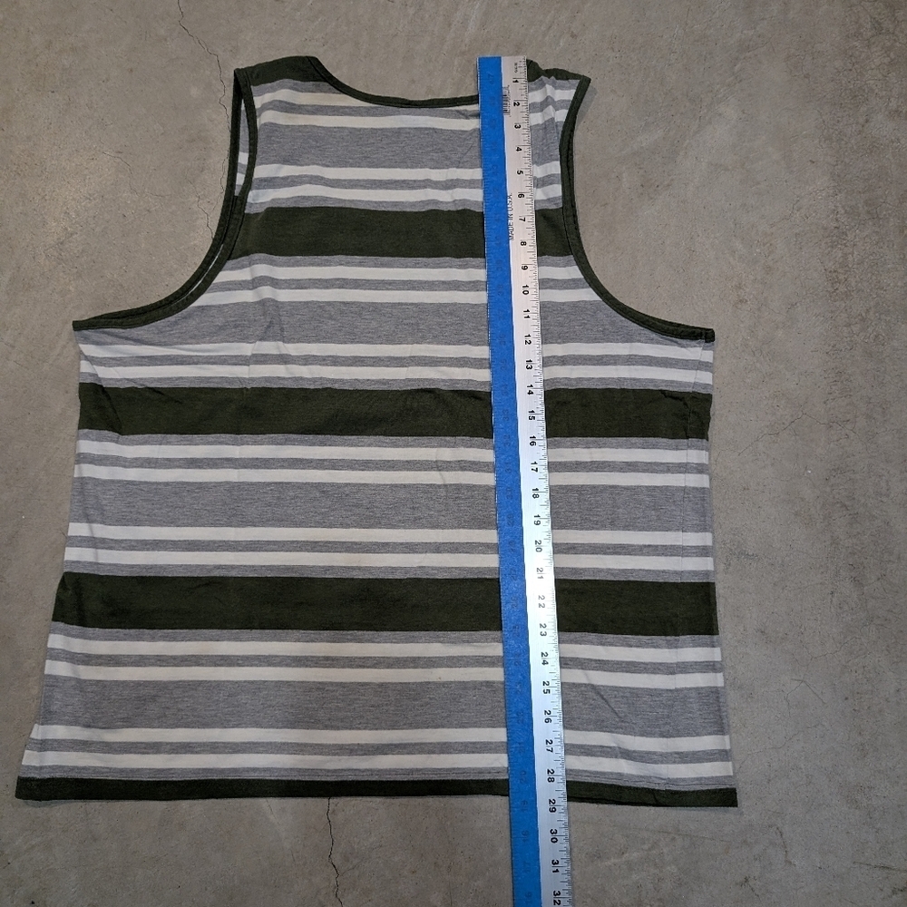 Y2K Oakley Men's XL Striped Tank Top Green and Gray Flaw - Picture 9 of 9